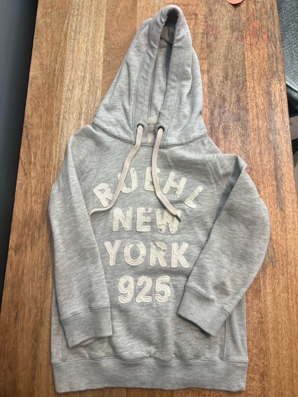 Ruehl No.925 Gray Hoodie with White Appliqué